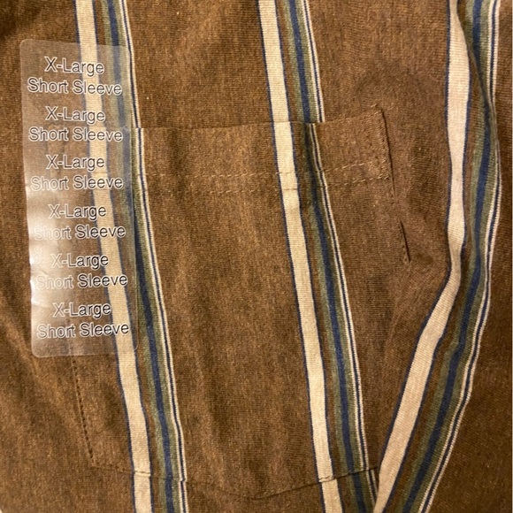 TownCraft Men Short Sleeves Pullover Brown with Vertical Stripes Polo Shirt. - Picture 5 of 7